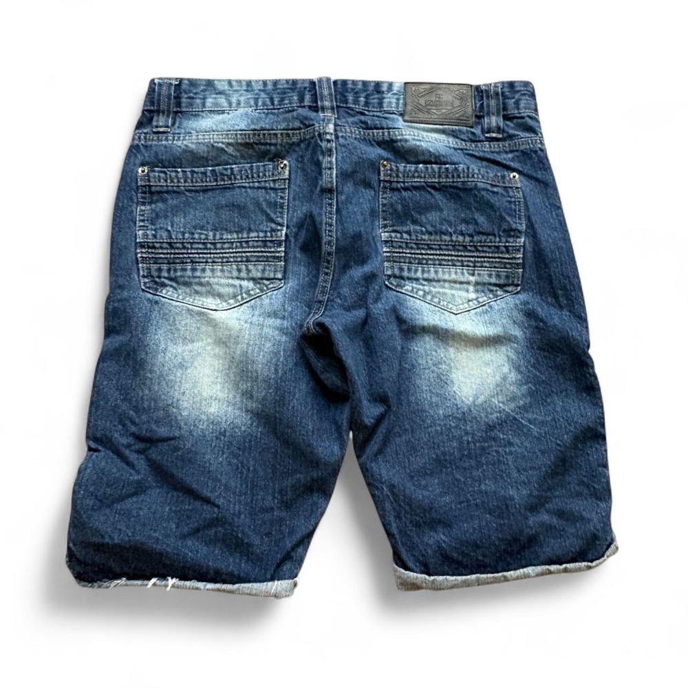 Southpole Vintage Distressed Blue Denim Moto Shorts Mens 34 Y2K Streetwear